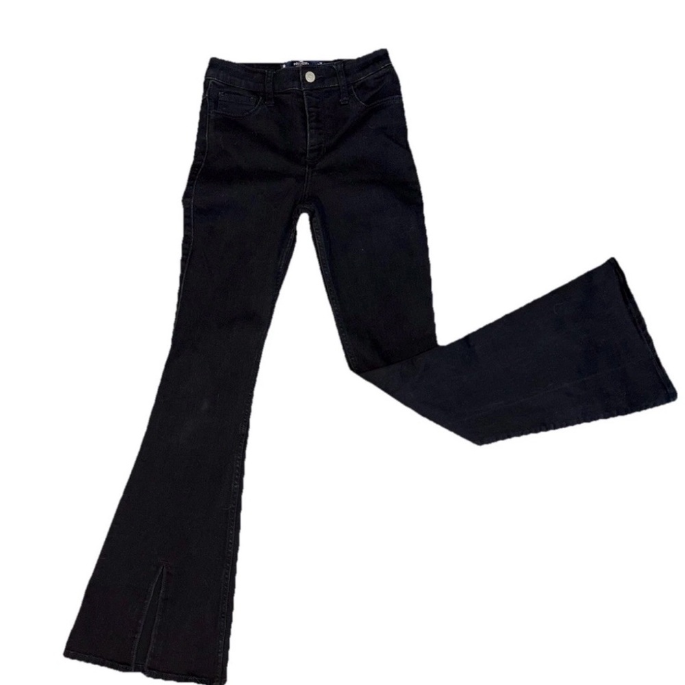 Hollister Vintage Split Hem Flare Bellbottom Black Stretch Jeans Size 1R 25W 31L